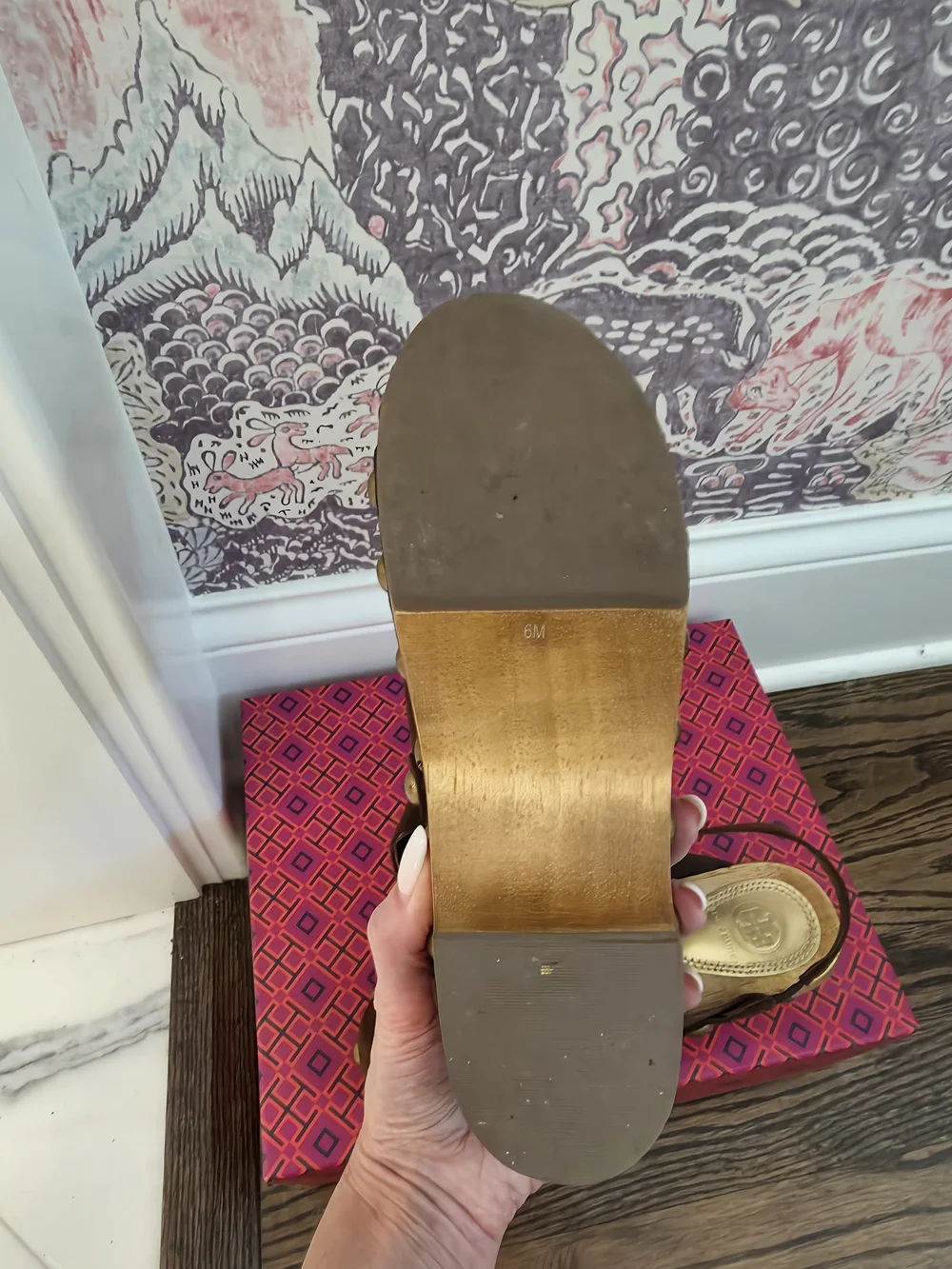 Tory Burch Brown Suede Studded Clog Slingback